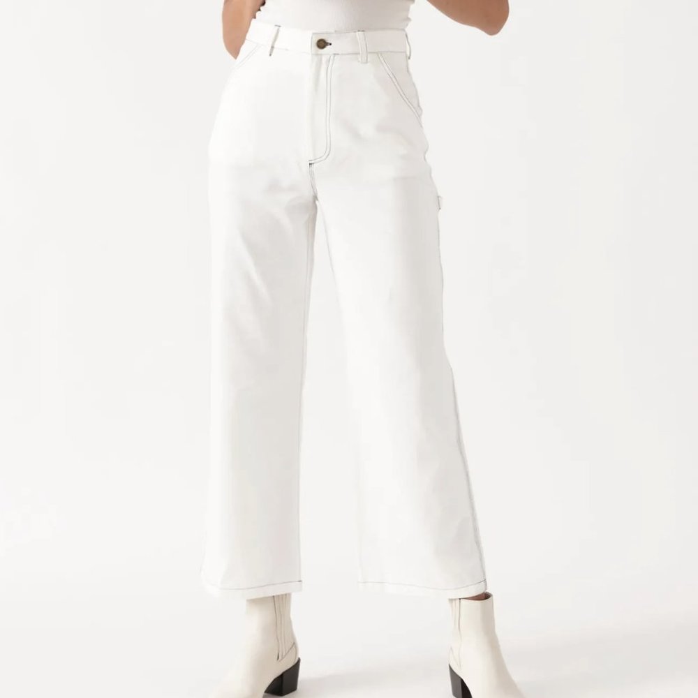 NWT Rolla's High Waist Wide Leg Carpenter Pant White